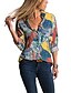 billige Bluser og trøjer til kvinder-Dame Geometrisk Trykt mønster Tynde Skjorte Basale Daglig Krave Blå / Regnbue / Sexy