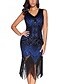 cheap Special Occasion Dresses-Sheath / Column Elegant Sparkle &amp; Shine Cocktail Party Wedding Party Dress V Neck Sleeveless Knee Length Tulle Sequined with Crystals Beading Embroidery 2020