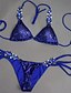 cheap Bikinis-Women&#039;s Swimwear Bikini Swimsuit Sequins Solid Colored Blue Halter Neck Bathing Suits Basic
