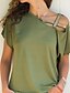 cheap Women&#039;s T-shirts-Women&#039;s T shirt Tee Black Wine Army Green Solid Colored Off Shoulder See Through Short Sleeve Daily Basic One Shoulder Regular Fit