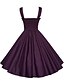 baratos Vestidos de mulher-Mulheres Tamanhos Grandes Roxo Vermelho Vestido Vintage Festa Evasê Sólido Com Alças S M / Algodão