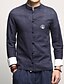 cheap Men&#039;s Shirts-Men&#039;s Plus Size Solid Colored Shirt - Linen Daily Black / Red / Navy Blue / Stand / Long Sleeve