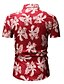 abordables Camisas de hombre-Hombre Básico Playa Estampado - Algodón Camisa Floral / Bloques / Gráfico Azul Piscina / Manga Corta