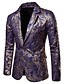 cheap Men&#039;s Trench Coat-Men&#039;s Winter Blazer Holiday Club Luxury Street chic Peaked Lapel Jacquard / Print Regular Striped Daisy Long Sleeve Wine / Gold / Royal Blue M / L / XL