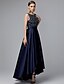 cheap Prom Dresses-A-Line Vintage Inspired Dress Cocktail Party Asymmetrical Sleeveless Jewel Neck Satin with Sash / Ribbon 2023