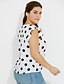 cheap Plus Size Blouses&amp;Shirts-Women&#039;s Blouse Polka Dot Round Neck White Black Green Khaki Navy Blue Short Sleeve Plus Size Daily Weekend Print Tops / Summer / Butterfly Sleeves