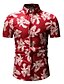 cheap Men&#039;s Shirts-Men&#039;s Daily Beach Basic Cotton Shirt - Floral / Color Block / Graphic Print Blue / Short Sleeve