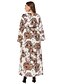 abordables Robes Grandes Tailles-Femme Elégant Maxi Gaine Robe - Imprimé, Fleur Col en V Marine Jaune Vin XL XXL XXXL Manches Longues