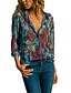 baratos Blusas e Camisas de mulher-Mulheres Geométrica Estampado Skinny Camisa Social Básico Diário Colarinho de Camisa Azul / Arco-íris / Sexy