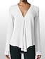 cheap Plus Size Blouses&amp;Shirts-Women&#039;s Blouse Solid Colored Plus Size V Neck Daily Chiffon Fashion Long Sleeve Tops Basic Green Blue White