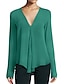 Χαμηλού Κόστους Plus Size Μπλούζες &amp; Πουκάμισα-Γυναικεία Μπλούζα Μονόχρωμο Μεγάλα Μεγέθη Λαιμόκοψη V Καθημερινά Σιφόν Μόδα Μακρυμάνικο Άριστος Βασικό Πράσινο του τριφυλλιού Θαλασσί Λευκό