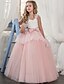cheap Flower Girl Dresses-Princess Floor Length Flower Girl Dress Pageant &amp; Performance Cute Prom Dress Lace with Bow(s) Fit 3-16 Years