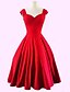 cheap Vintage Dresses-Women&#039;s Plus Size Red Black Dress Vintage Summer Party A Line Solid Colored Sweetheart Neckline Black M L / Cotton