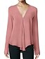 cheap Plus Size Blouses&amp;Shirts-Women&#039;s Blouse Solid Colored Plus Size V Neck Daily Chiffon Fashion Long Sleeve Tops Basic Green Blue White
