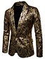 cheap Men&#039;s Trench Coat-Men&#039;s Winter Blazer Holiday Club Luxury Street chic Peaked Lapel Jacquard / Print Regular Striped Daisy Long Sleeve Wine / Gold / Royal Blue M / L / XL