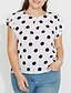 cheap Plus Size Blouses&amp;Shirts-Women&#039;s Blouse Polka Dot Round Neck White Black Green Khaki Navy Blue Short Sleeve Plus Size Daily Weekend Print Tops / Summer / Butterfly Sleeves