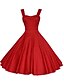 baratos Vestidos de mulher-Mulheres Tamanhos Grandes Roxo Vermelho Vestido Vintage Festa Evasê Sólido Com Alças S M / Algodão