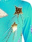 abordables Patinage Artistique-Robe de Patinage Artistique Femme Fille Patinage Robes Bleu pâle Patchwork Spandex Haute élasticité Compétition Tenue de Patinage Fait à la main Couleur Pleine manche longue Patinage sur glace