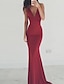 cheap Women&#039;s Dresses-Women&#039;s Trumpet / Mermaid Dress Maxi long Dress - Sleeveless Solid Colored Backless Deep V Spring Summer Deep V Sexy Party Cocktail Party Prom Wine Black Red S M L XL
