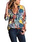 preiswerte Blusen und Hemden für Damen-Damen Geometrisch Druck Skinny Hemd Grundlegend Alltag Hemdkragen Blau / Regenbogen / Sexy