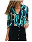 cheap Women&#039;s Blouses &amp; Shirts-Women&#039;s Blouse Geometric Pattern Long Sleeve Slim Tops Shirt Collar Blue Green