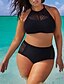 cheap Plus Size Swimwear-Women&#039;s Solid Bikini Swimsuit Pure Color Solid Colored Bandeau Swimwear Bathing Suits Black / Lace / Sexy