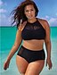 cheap Plus Size Swimwear-Women&#039;s Solid Bikini Swimsuit Pure Color Solid Colored Bandeau Swimwear Bathing Suits Black / Lace / Sexy