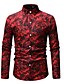 cheap Men&#039;s Shirts-Men&#039;s Shirt Floral Spread Collar Going out Print Long Sleeve Tops Basic Streetwear Blue White Red / Fall / Spring