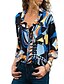 cheap Women&#039;s Blouses &amp; Shirts-Women&#039;s Blouse Geometric Pattern Long Sleeve Slim Tops Shirt Collar Blue Green
