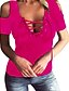 baratos T-Shirts de mulher-Mulheres Camiseta Básico Patchwork, Sólido Decote em V Profundo Skinny Preto / Sexy