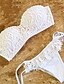 tanie Bikini-Damskie Bikini Kostium kąpielowy Biały Stroje kąpielowe Kostiumy kąpielowe Kwiaty / 2 elementy