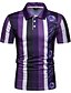 cheap Men&#039;s Polos-Men&#039;s Polo Striped Short Sleeve Party Tops Exaggerated Purple Orange
