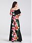 cheap Maxi Dresses-Women&#039;s Daily Weekend Basic Elegant Maxi Skinny Swing Dress - Floral Print High Waist Off Shoulder Spring Black S M L XL