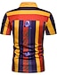 cheap Men&#039;s Polos-Men&#039;s Polo Striped Short Sleeve Party Tops Exaggerated Purple Orange