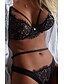 cheap Bra &amp; Panty sets-Women&#039;s Lace Wireless Strapped 3/4 Cup Bras &amp; Panties Sets Solid Colored Black