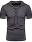cheap Men&#039;s Casual T-shirts-Men&#039;s T shirt Tee Shirt Solid Colored Shirt Collar Daily Lace up Short Sleeve Tops Basic White Black Light gray
