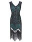 cheap Great Gatsby-Roaring 20s 1920s Roaring Twenties Cocktail Dress Vintage Dress Flapper Dress Dress Halloween Costumes Prom Dresses Knee Length The Great Gatsby Charleston Women&#039;s Sequins Lace Wedding Party Wedding