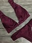 cheap Bikinis-Women&#039;s Solid Ruffle Plunging Neckline Bikini Swimsuit Solid Colored Halter Neck Swimwear Bathing Suits Black Red Blushing Pink Wine