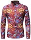 cheap Men&#039;s Shirts-Men&#039;s Shirt Tribal Floral Plus Size Print Long Sleeve Going out Tops Vintage Boho Wine Black Blue