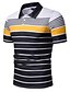cheap Men&#039;s Polos-Men&#039;s Polo Striped Short Sleeve Daily Tops Yellow Navy Blue Gray