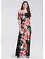 cheap Maxi Dresses-Women&#039;s Daily Weekend Basic Elegant Maxi Skinny Swing Dress - Floral Print High Waist Off Shoulder Spring Black S M L XL