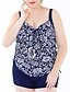 cheap Plus Size Swimwear-Women&#039;s Swimwear Tankini Plus Size Swimsuit Print Floral Light Green Navy Blue Green Strap Bathing Suits