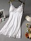 cheap Women&#039;s Sleep &amp; Lounge-Women&#039;s 1 PCS Pajamas Nightgown Nighty Satin Simple Casual Pure Color Polyester Home Christmas Party V Neck Gift Sleeveless Lace Spring Summer White Black