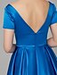 Χαμηλού Κόστους Φορέματα για Ειδικές Περιστάσεις-Γραμμή Α Κομψό Κοκτέιλ Πάρτι Χοροεσπερίδα Φόρεμα Λαιμόκοψη V Κοντομάνικο Μέχρι το γόνατο Σατέν με Που καλύπτει 2021