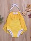 cheap Swimwear-Kids Girls&#039; Active Cute Solid Colored Backless Lace up Sleeveless Swimwear Yellow