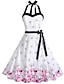 cheap Vintage Dresses-Women&#039;s Vintage Slim Swing Dress Print Halter Neck White S M L XL