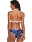 billige Bikinier-Dame Grunnleggende Bohem Blå Hvit Oransje Grime Cheeky Bikini Badetøy - Blomstret Geometrisk Drapering Kryss M L XL Blå