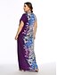 tanie Sukienki w rozmiarach plus-Women&#039;s Vintage Elegant Shift Dress - Floral Print Purple XL XXL XXXL