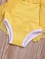 cheap Swimwear-Kids Girls&#039; Active Cute Solid Colored Backless Lace up Sleeveless Swimwear Yellow