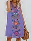 cheap Print Dresses-Women&#039;s A Line Dress Knee Length Dress White Purple Yellow Light Blue Sleeveless Spring Summer V Neck Embroidery Hot Floral Slim 2021 S M L XL XXL 3XL 4XL 5XL / Plus Size / Plus Size